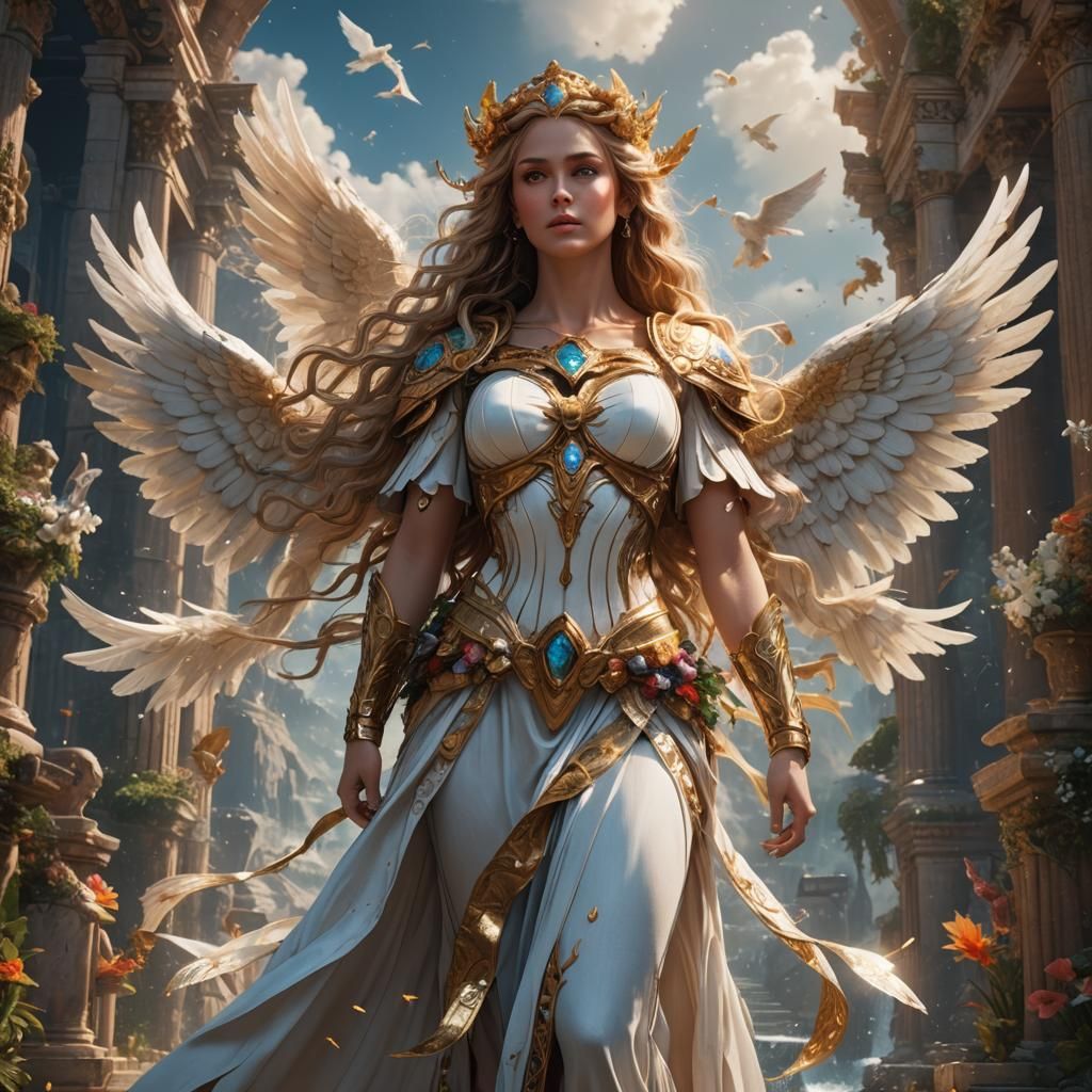 Divine Angelic Aphrodite in Detailed Matte Painting