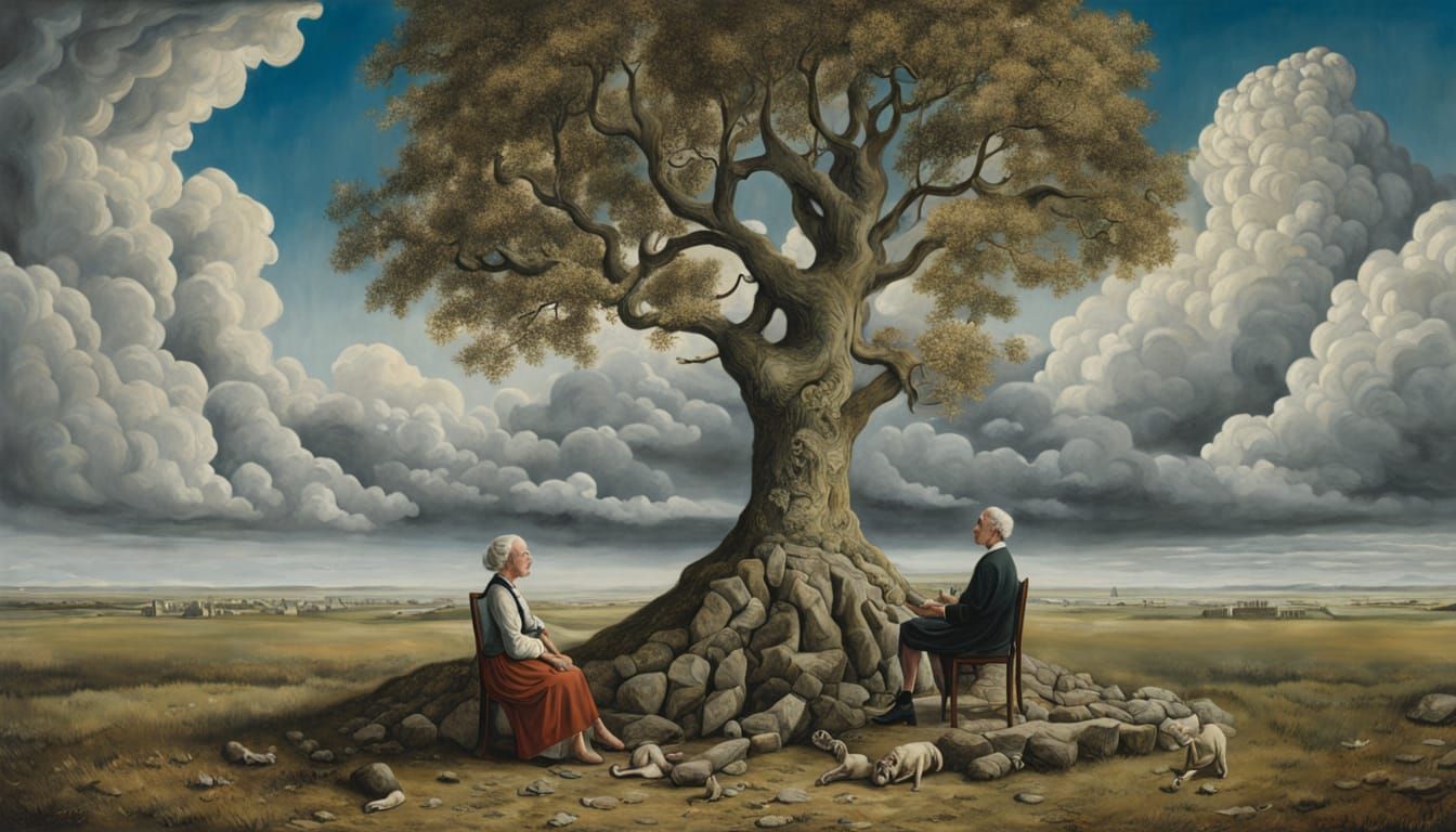 Metaphysical Painting of Heartfelt Questions in Surreal Styl...