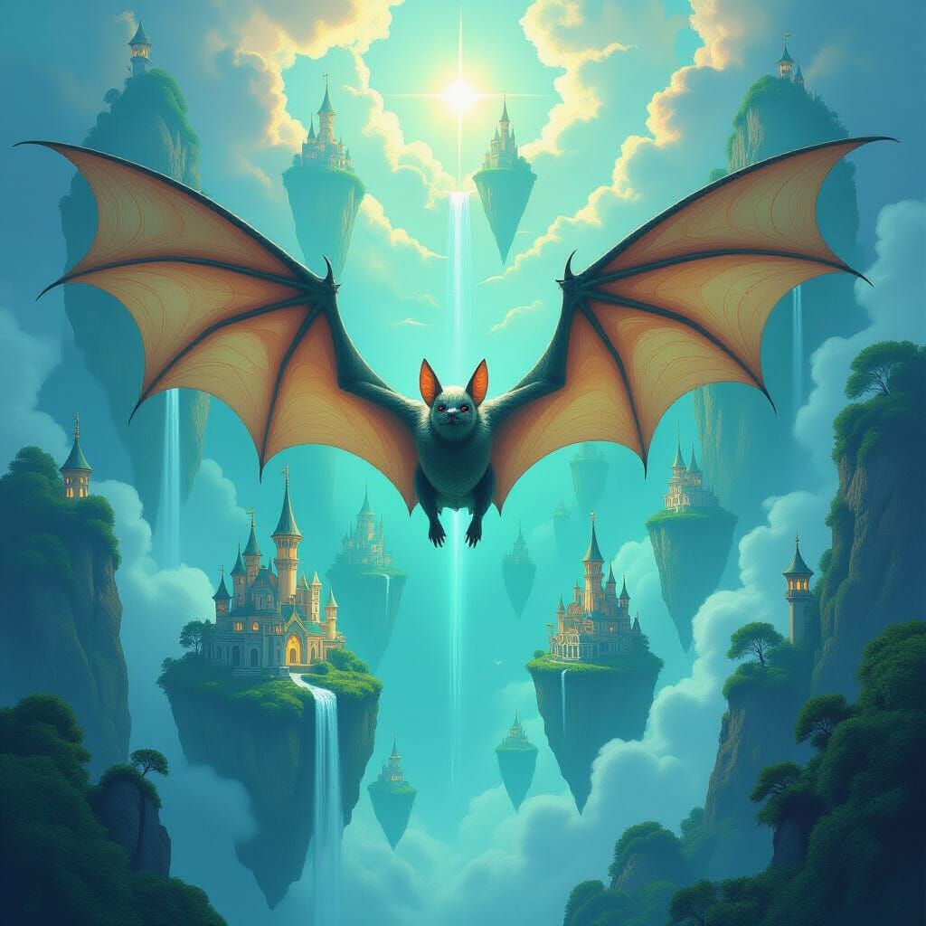 Colossal Bioluminescent Bat Over Magical Kingdom