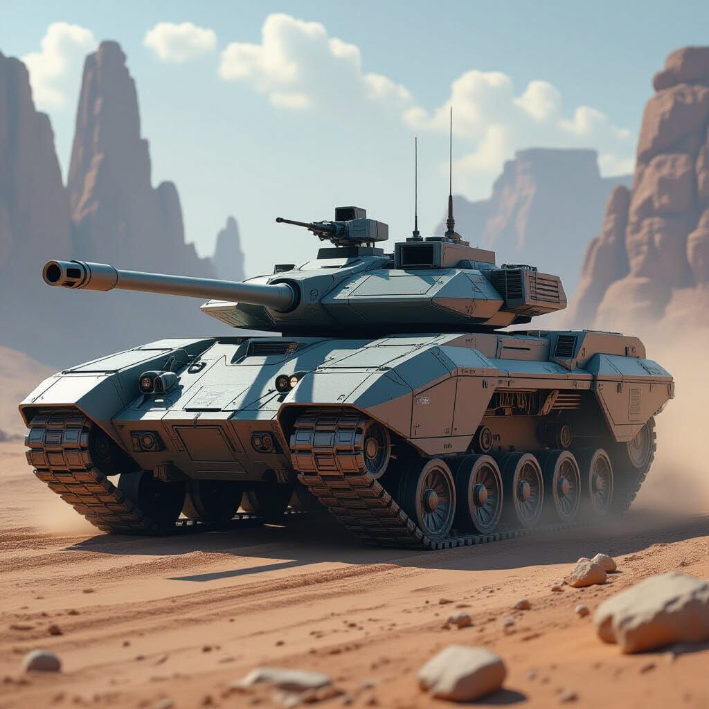 Futuristic Tank with Advanced Self-Adapting Tracks
