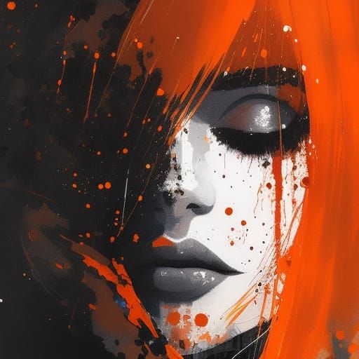 Orange-Haired Girl Portrait in Speedpaint Style