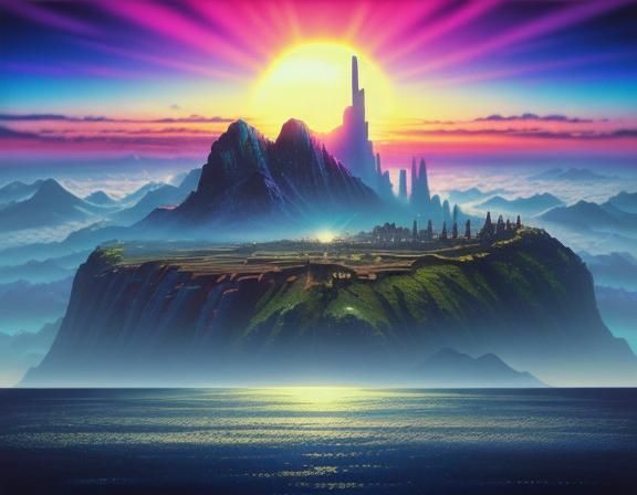 Hyperrealistic Edge of the World: Synthwave Landscape