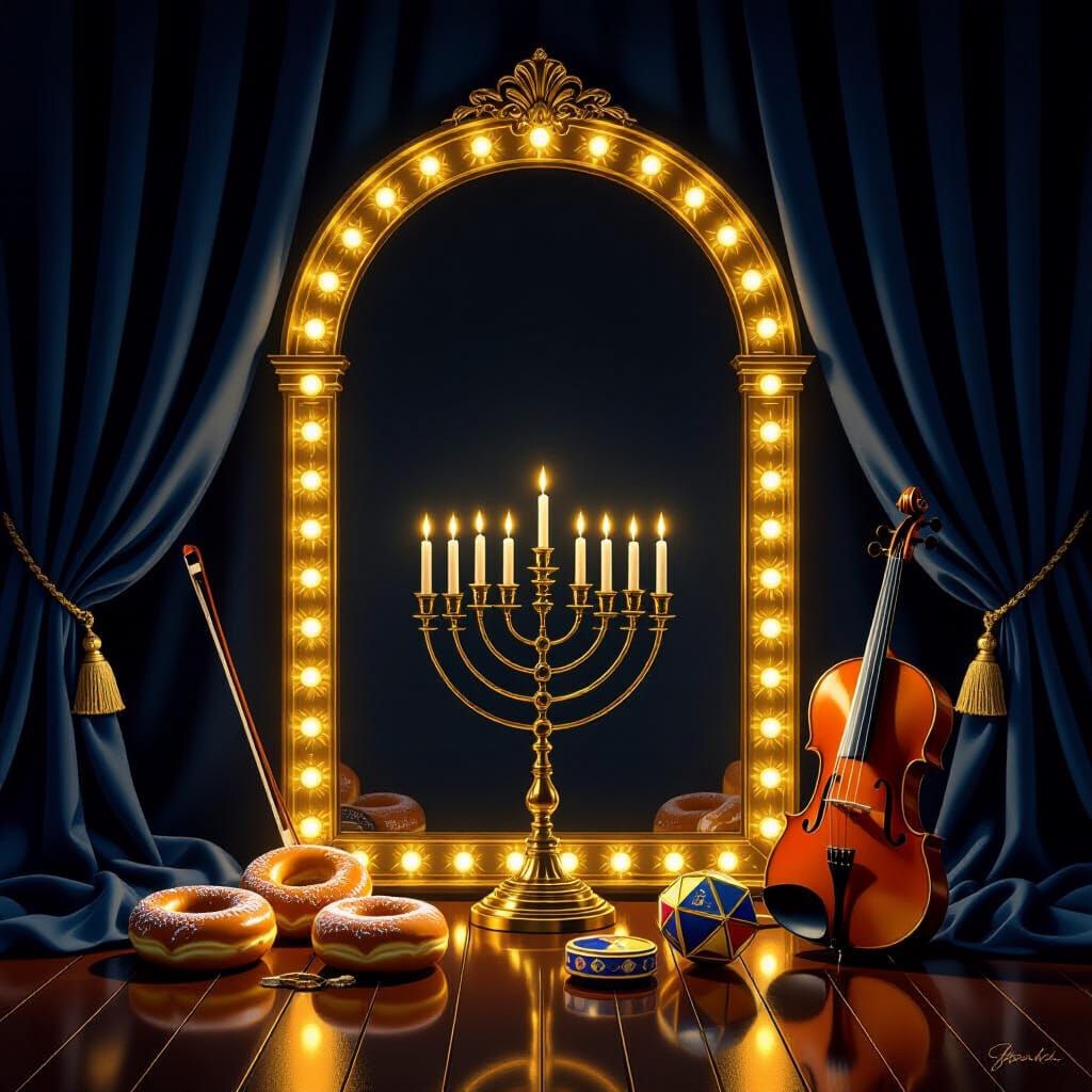 Majestic Hanukkah Scene in Elegant Digital Painting Style