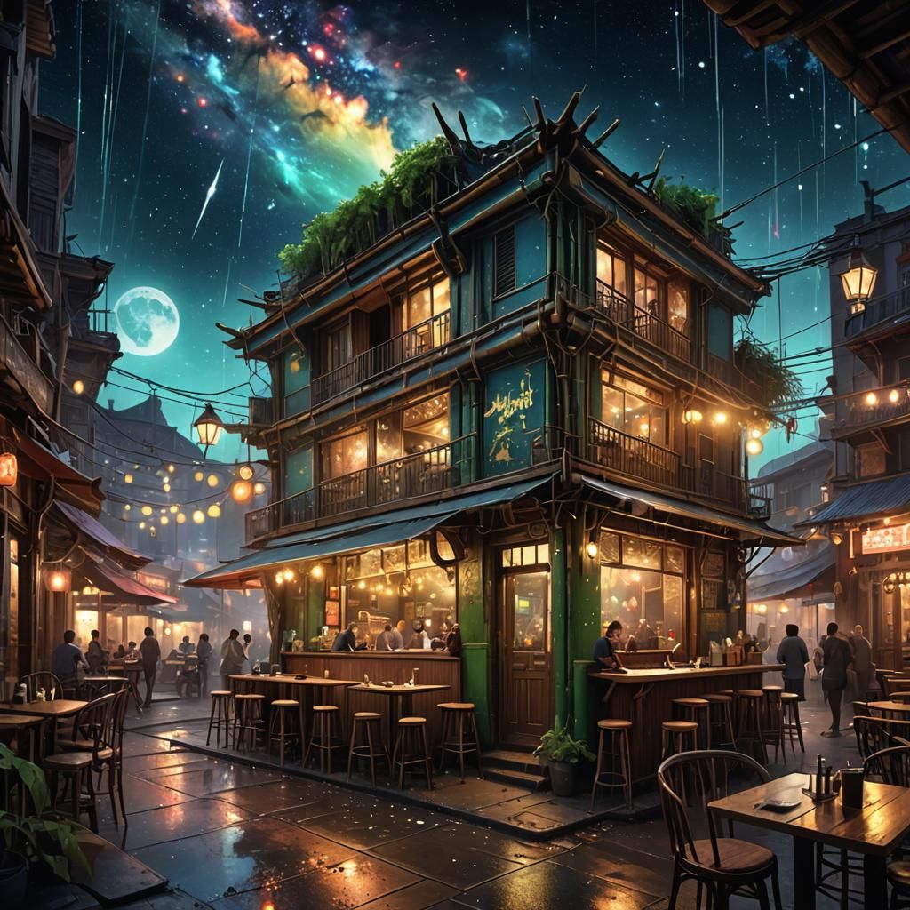 NightCafe Bamboo Tavern in Galaxy Nebula Street