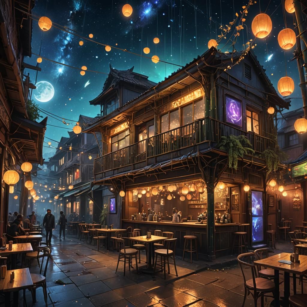 Galaxy Nebula Street: A Fantasy Bamboo Tavern