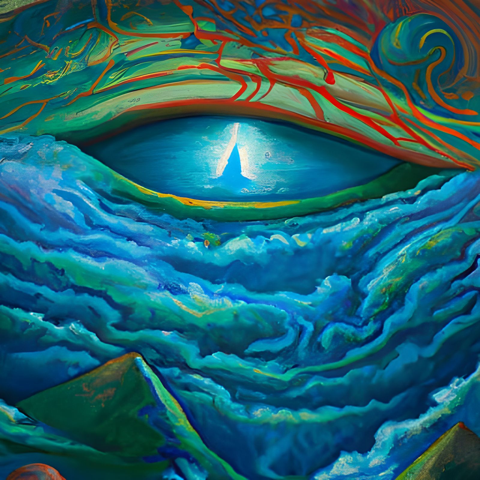 Sci-Fi Amarok in Sierra Nevada: Digital Impasto Art