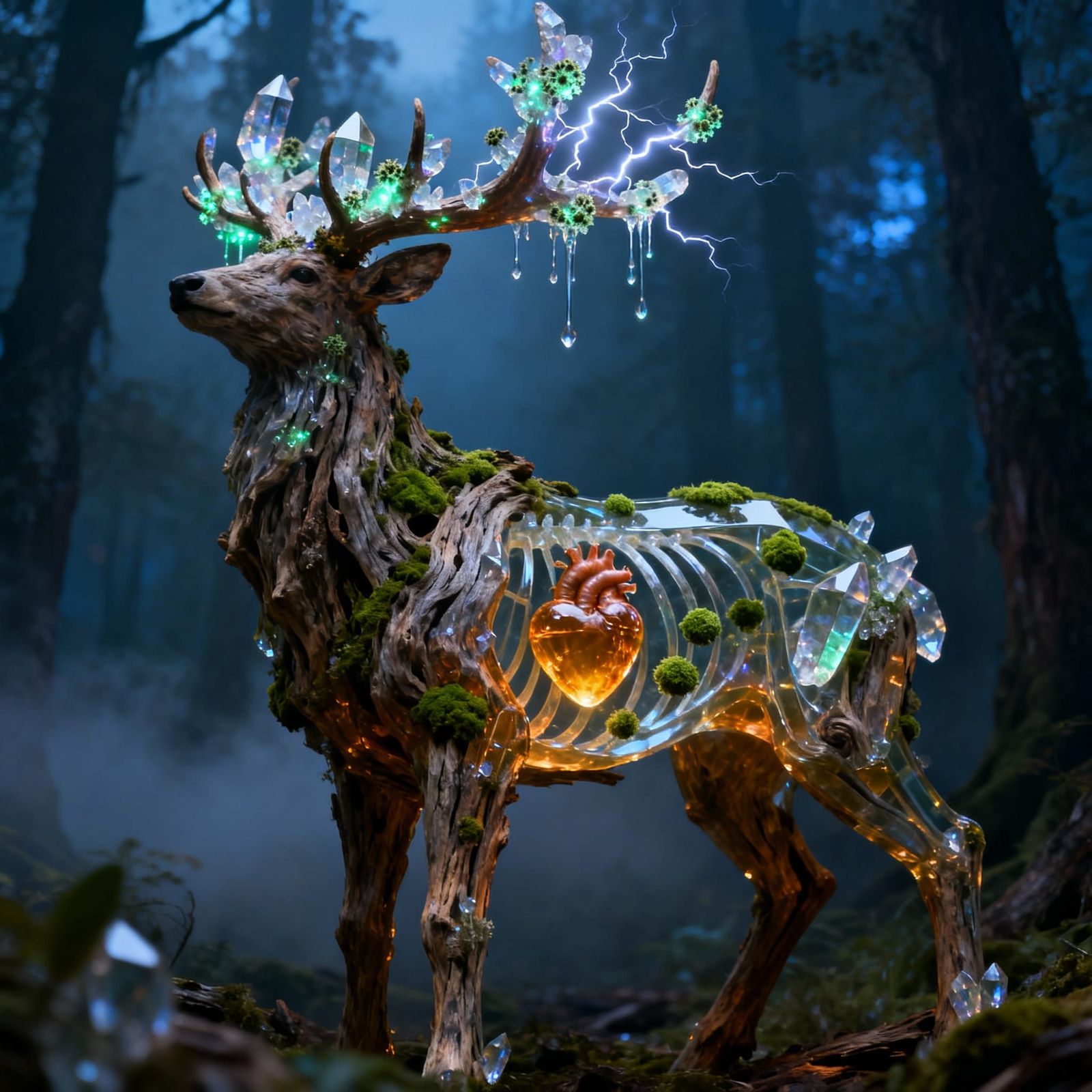 Crystal Forest Guardian with Amber Heart