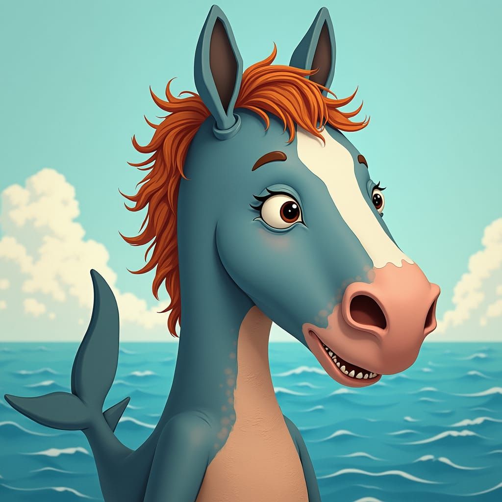 Pony-Headed Shark-Skinned Man: Children's Illustration