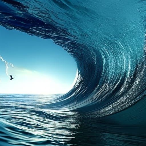 Water Sphere Detaching from Wave: Digital Matte Painting