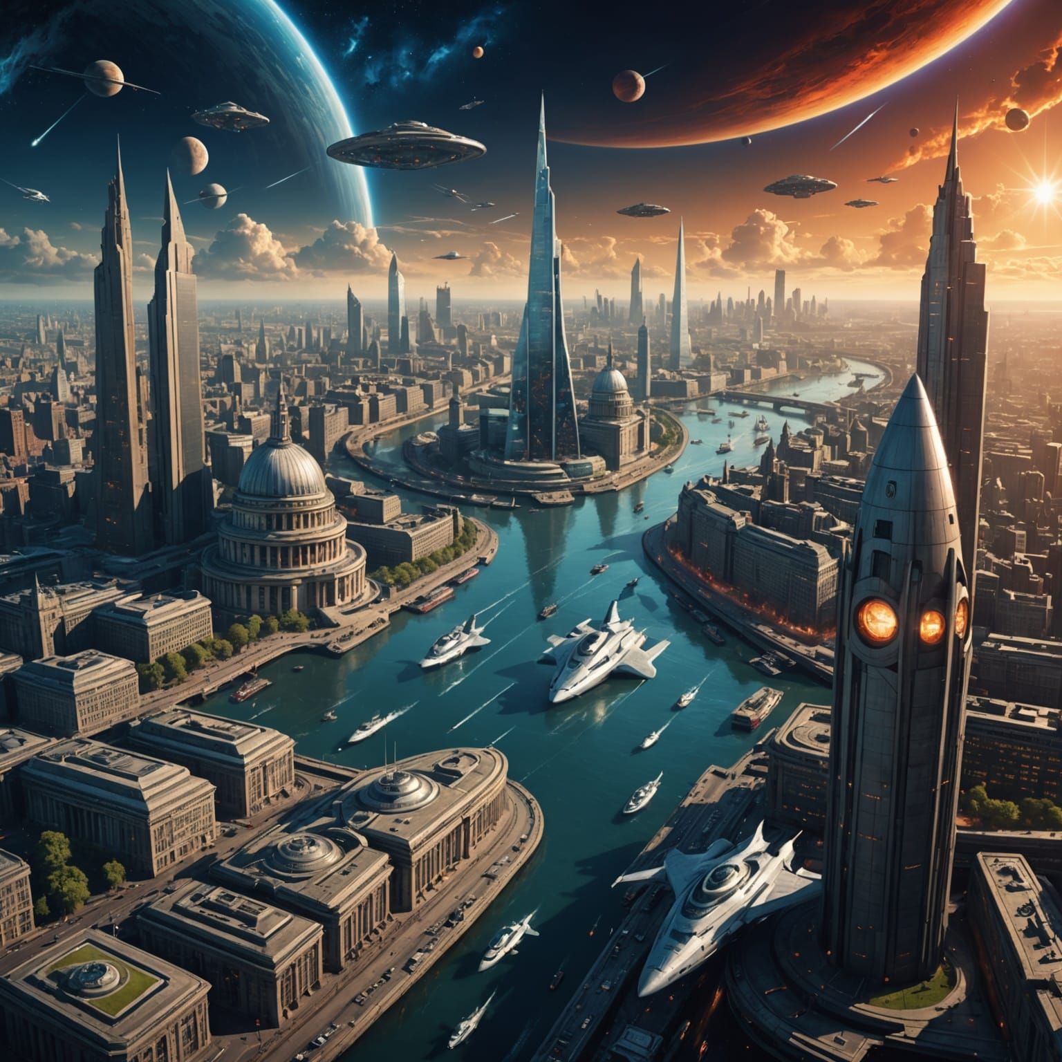 Epic Digital Landscape of London, The City of Peace, and Sta...