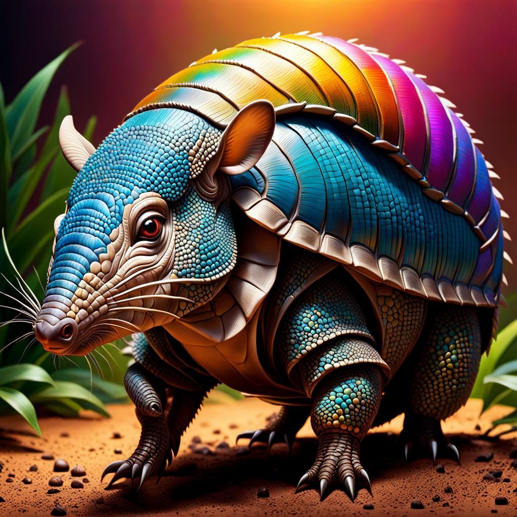 Hyperrealistic Armadillo Splash Art: Detailed and Colorful