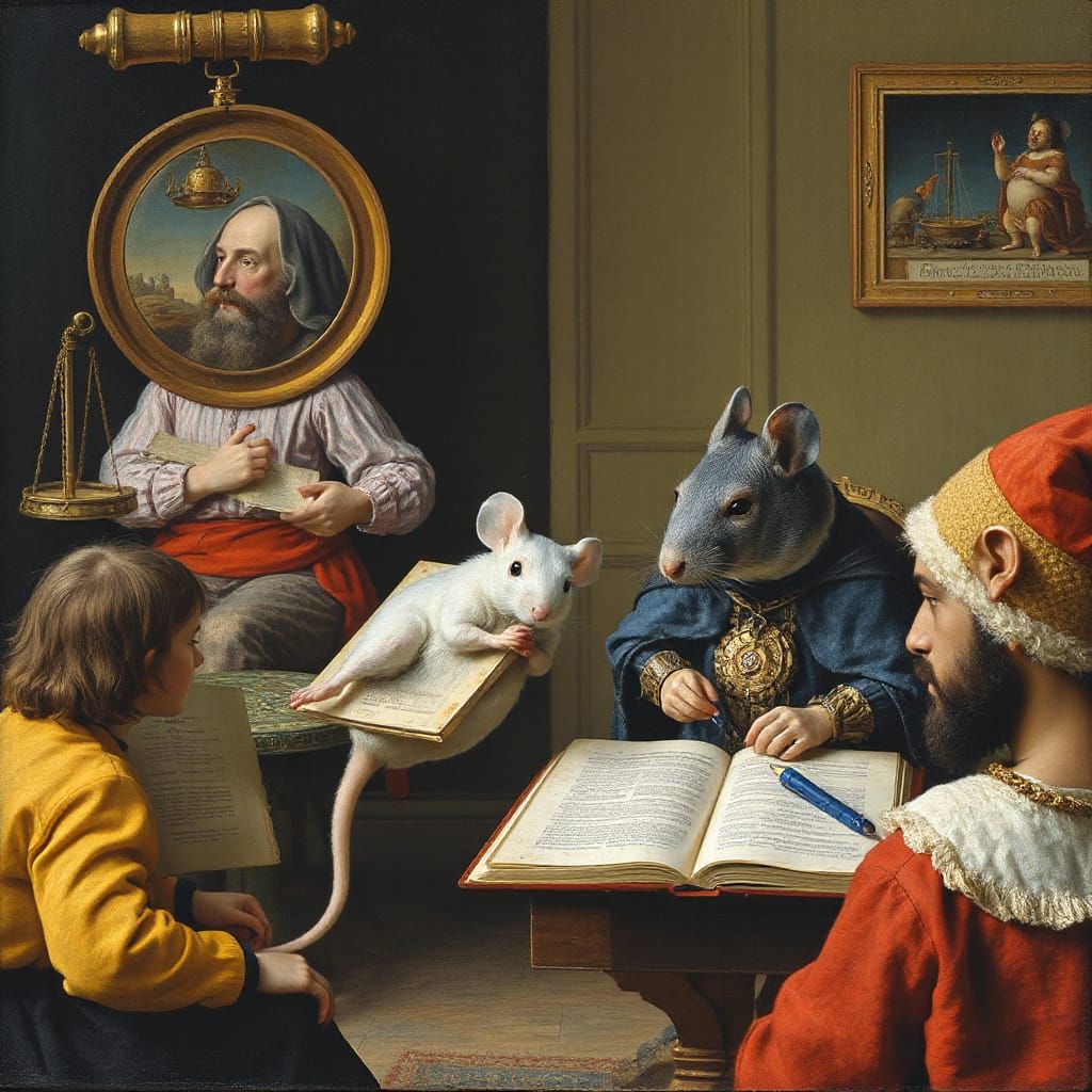 Mouse Explains Natural Law in Ensor-Bosch Style