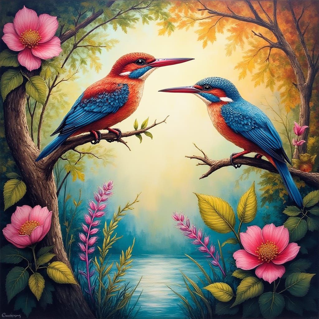 Kingfishers in Enchanted Australian Tree