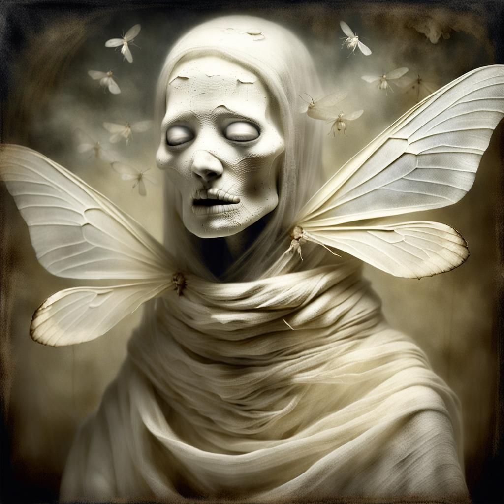 Moths Emerging from a Mummified Woman