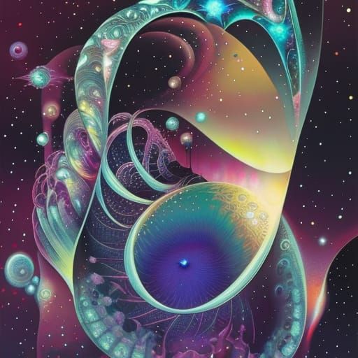 Fractal Princess in Galaxy Portal, Digital Art