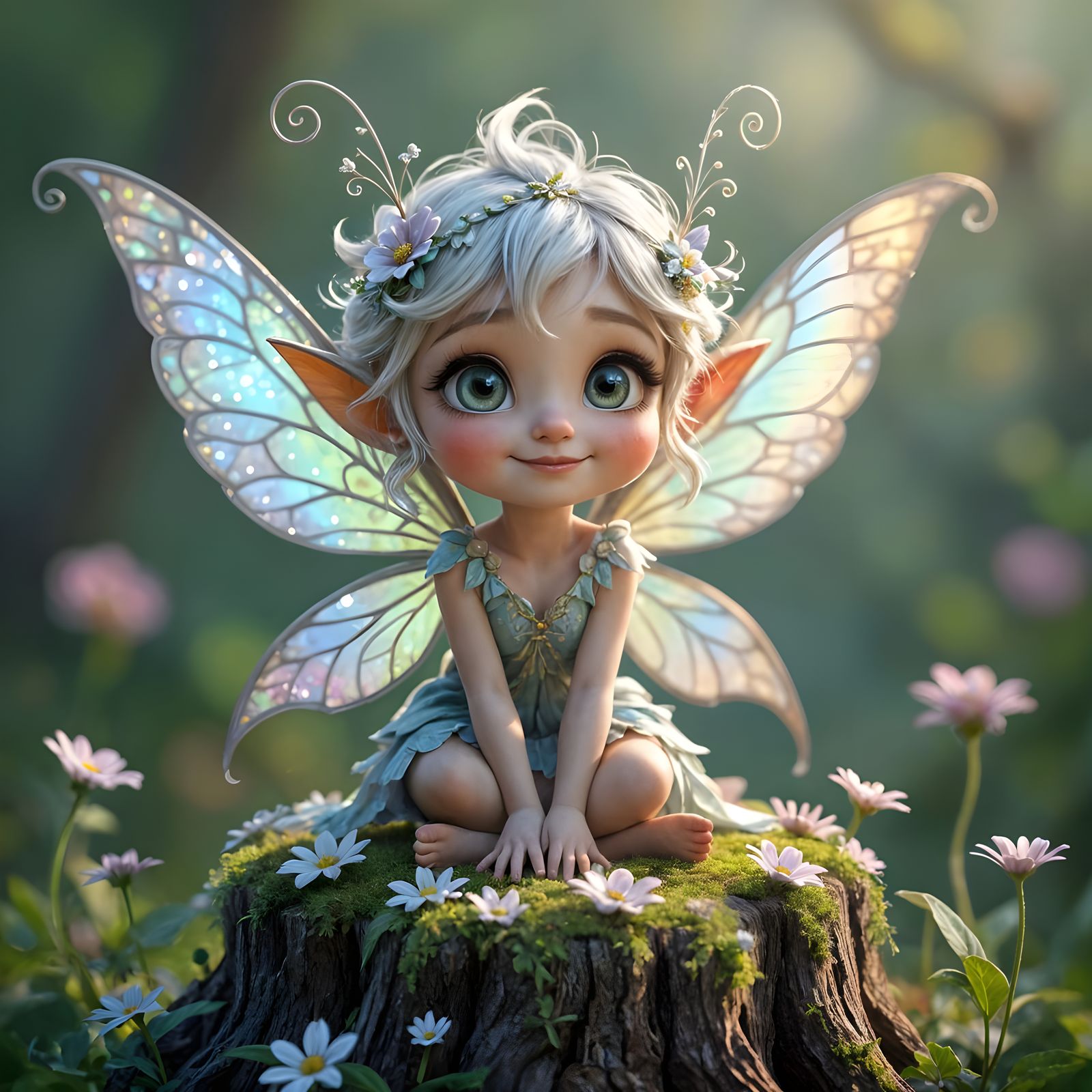Enchanting Fairy Portrait in 3D Rendered Style