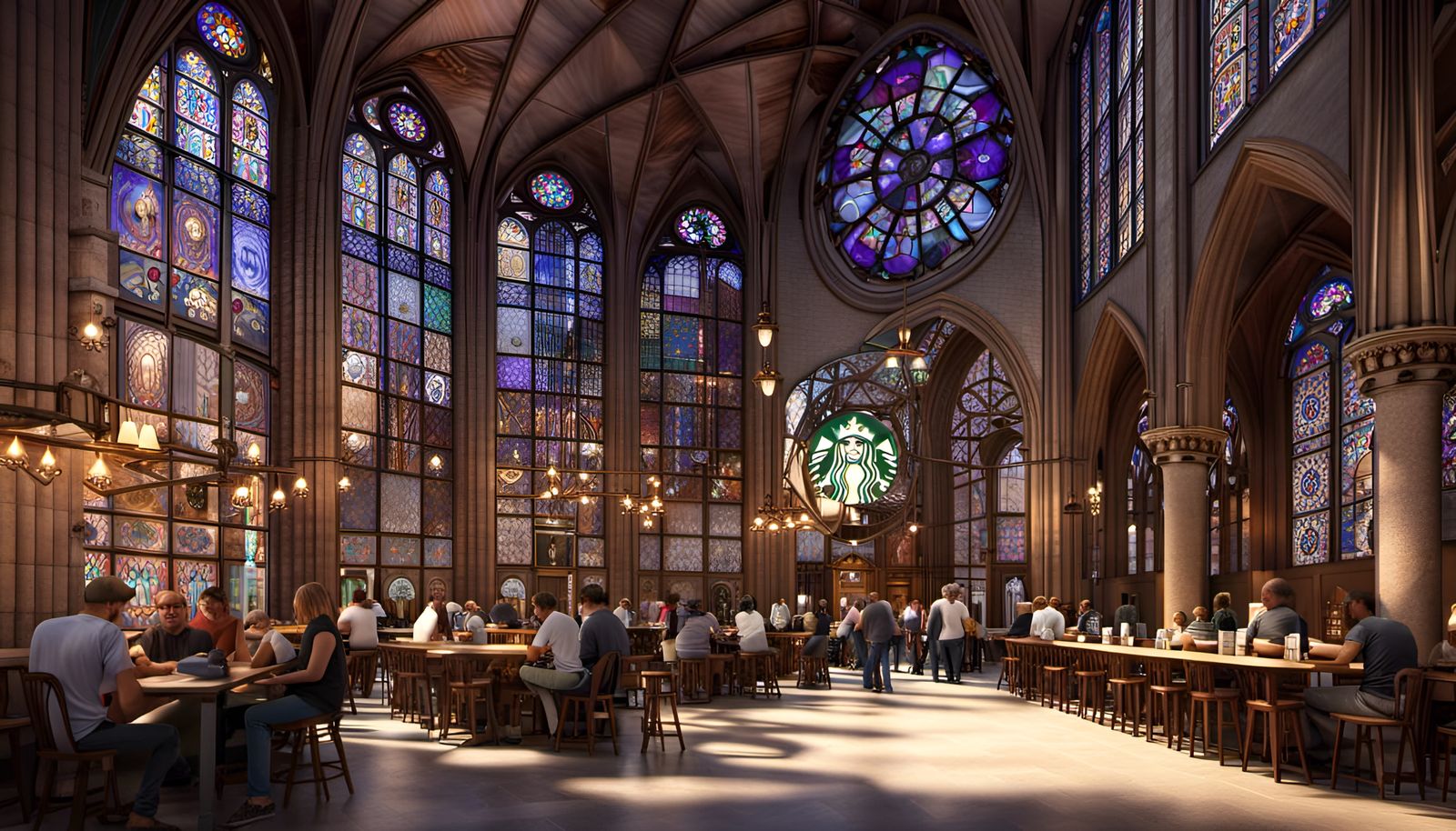 “The New Cathédrale Notre-Dame de Paris with a Starbucks Café” 02