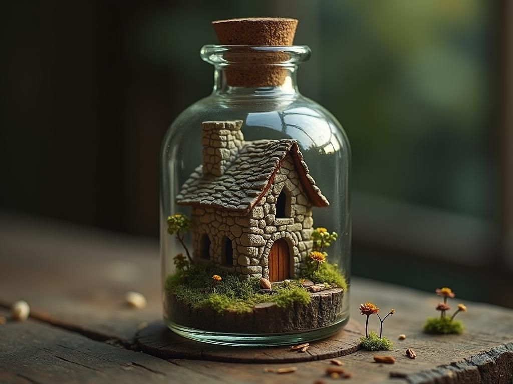 Dwarf House Inside Antique Apothecary Bottle