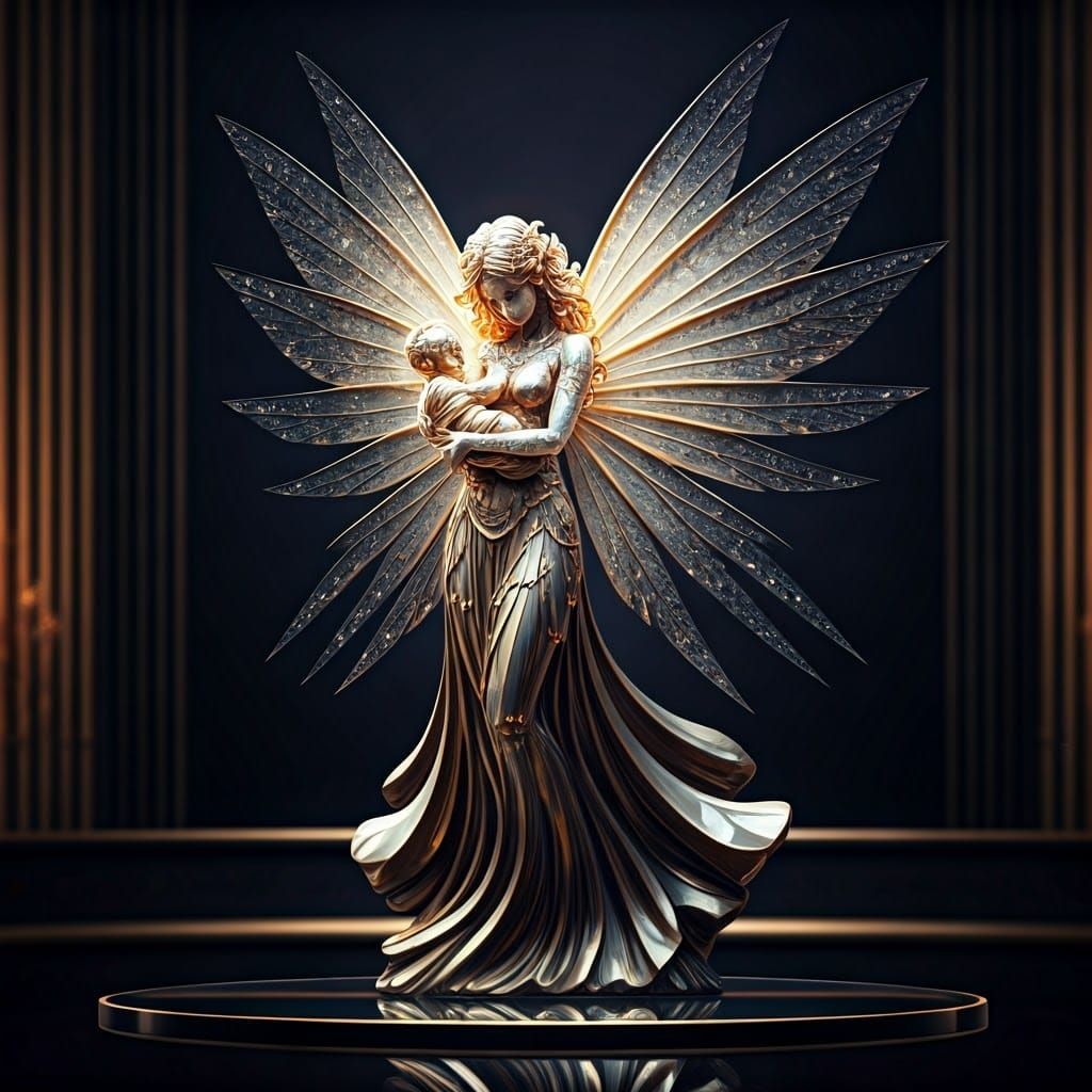 Ethereal Fairy Statue in Vibrant Multi-Colored Palette