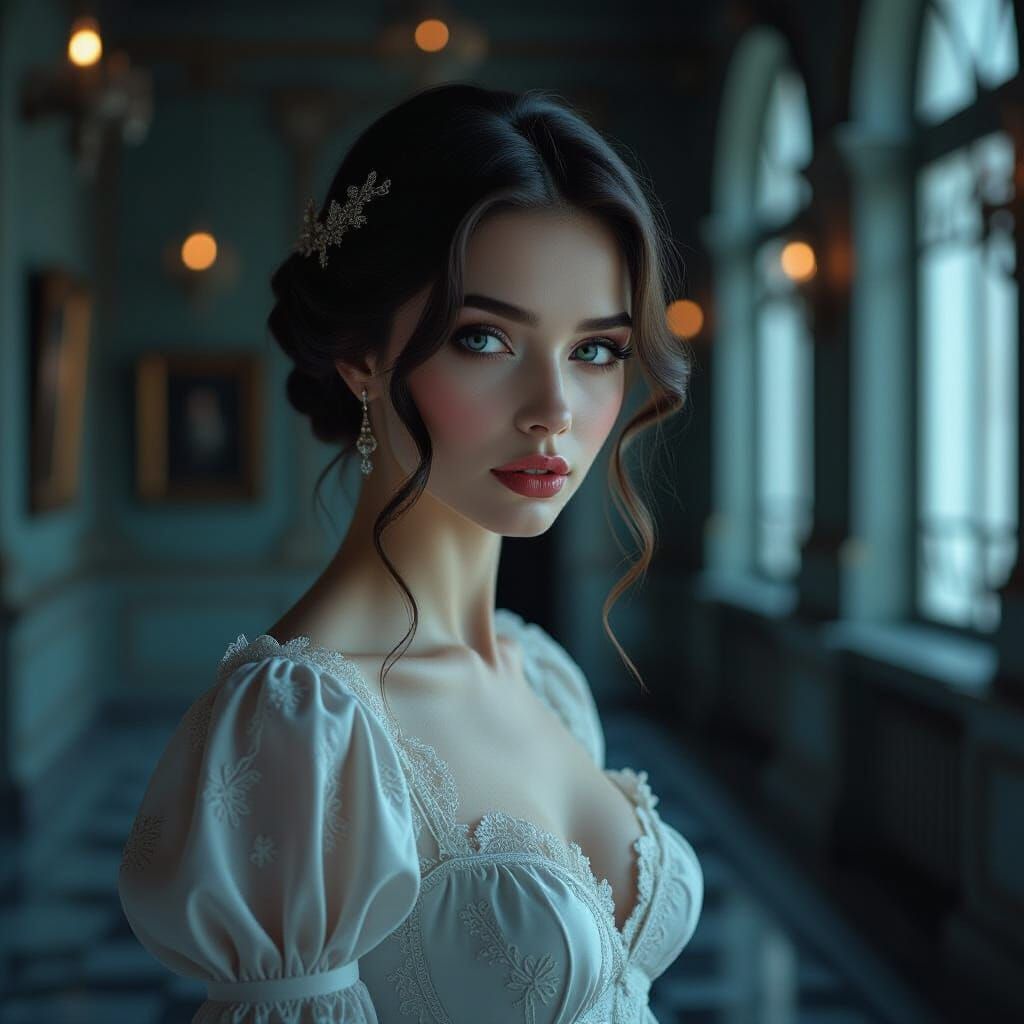 Porcelain Woman in Art Nouveau Style