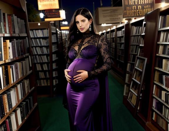 Deity in Bookstore: Photorealistic Composite Photograph