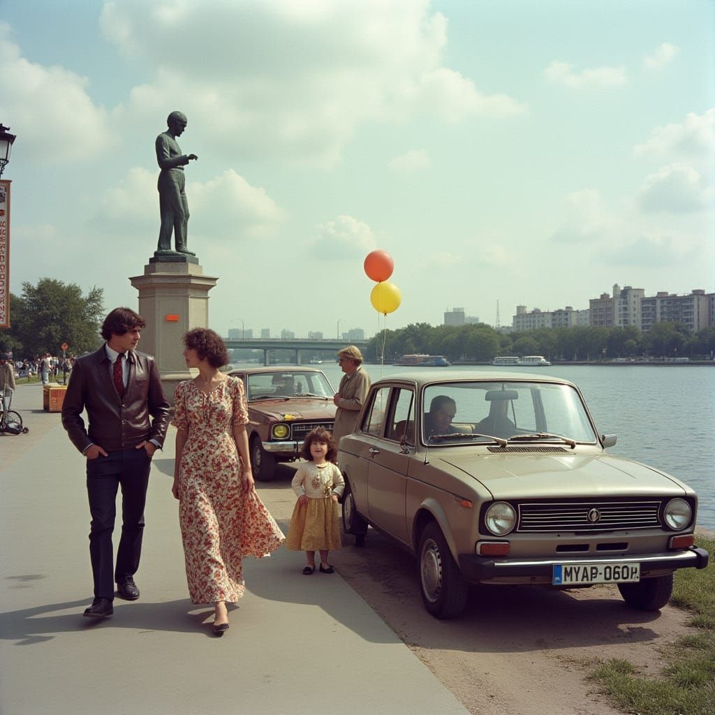 Vintage Warsaw Scene by the Vistula River