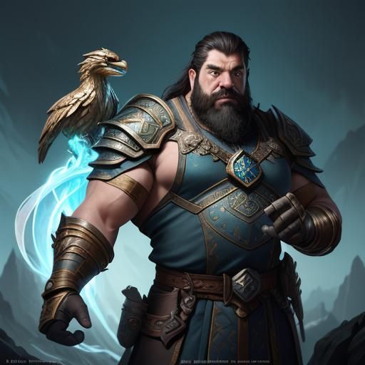 Dwarven Warrior Mage with Griffin Tabard