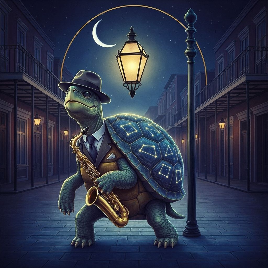 Constellation Turtle Jazz in Art Deco Style
