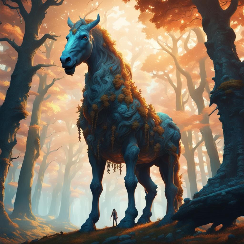 Majestic Centaur in Mystical Forest, Fantasy Art