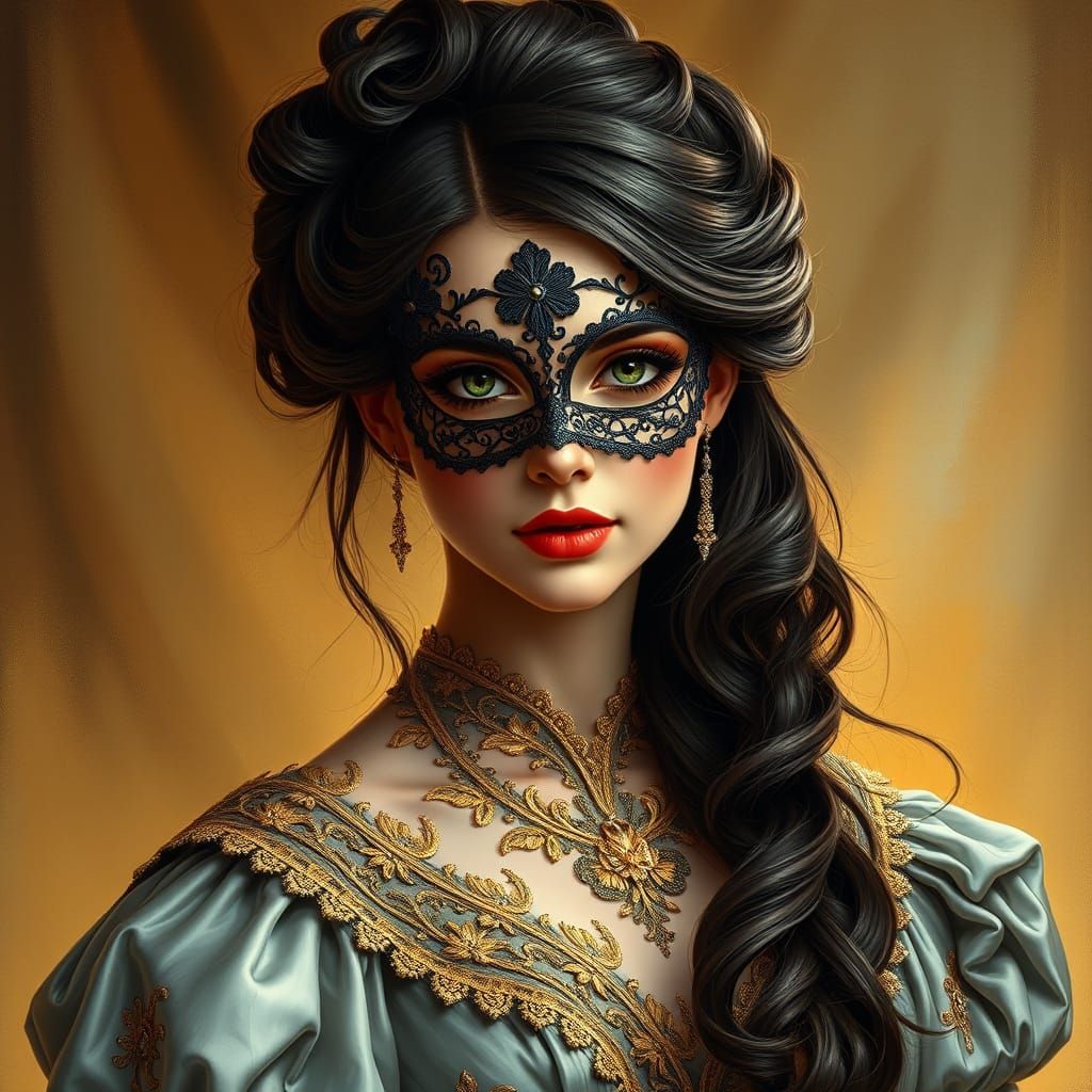 Silver Baroque Goddess in Lavish Gown