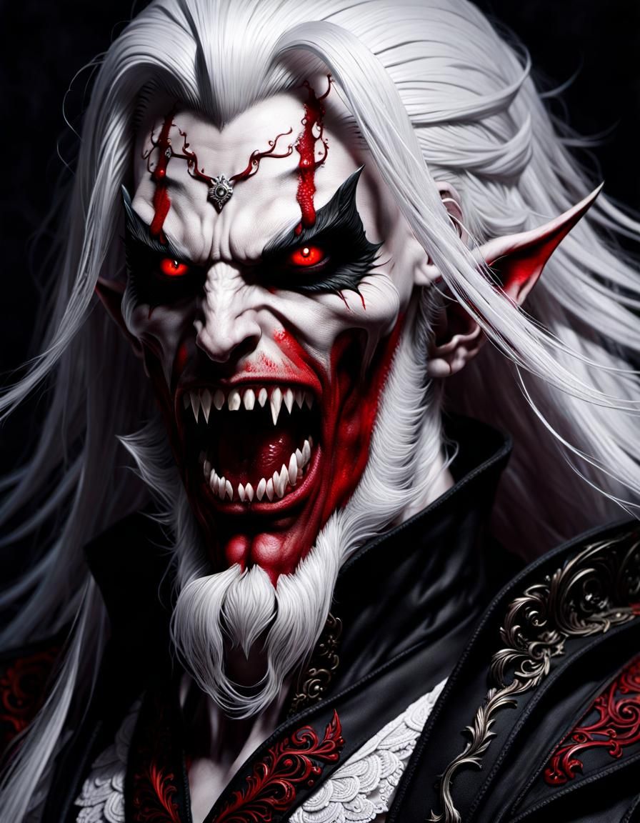 Insanely Detailed Creepy Vampire in Dark Cellar