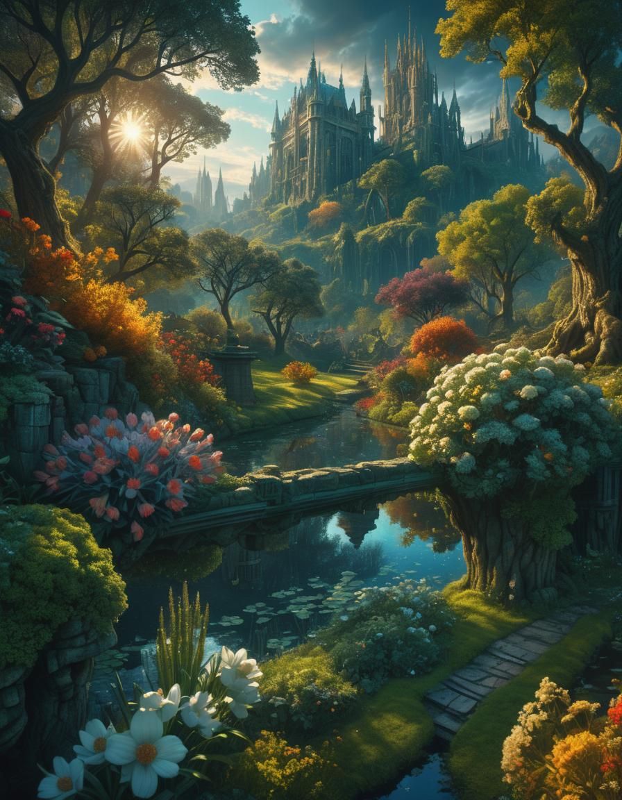 Ethereal Park View in Holographic Style