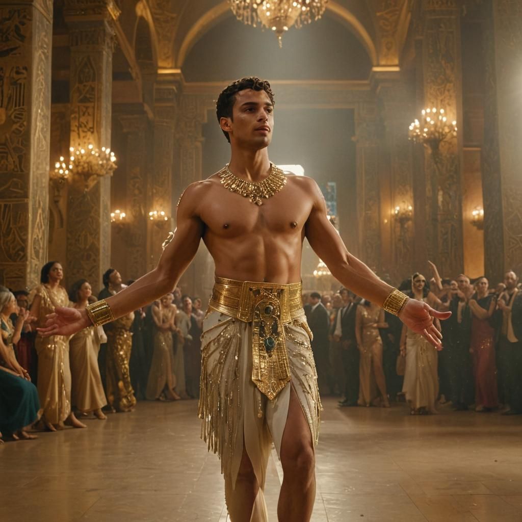 Elegant Dancer in Egyptian Hall, Art Nouveau Style