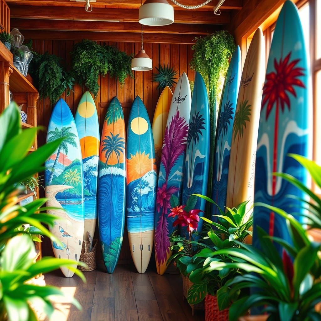 Vibrant Beachside Surf Shop Interior
