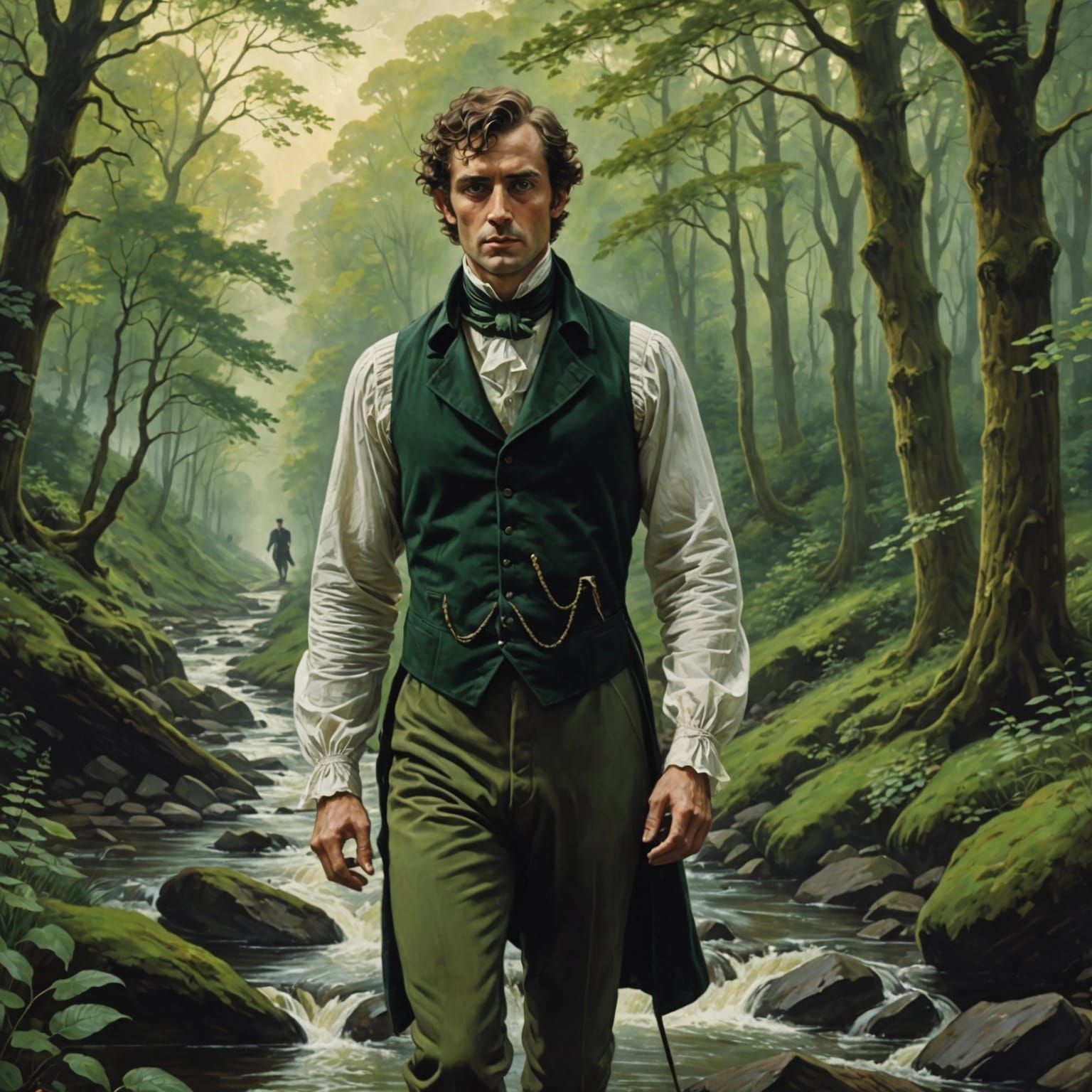 Regency Gentleman Haunts English Forest Stream