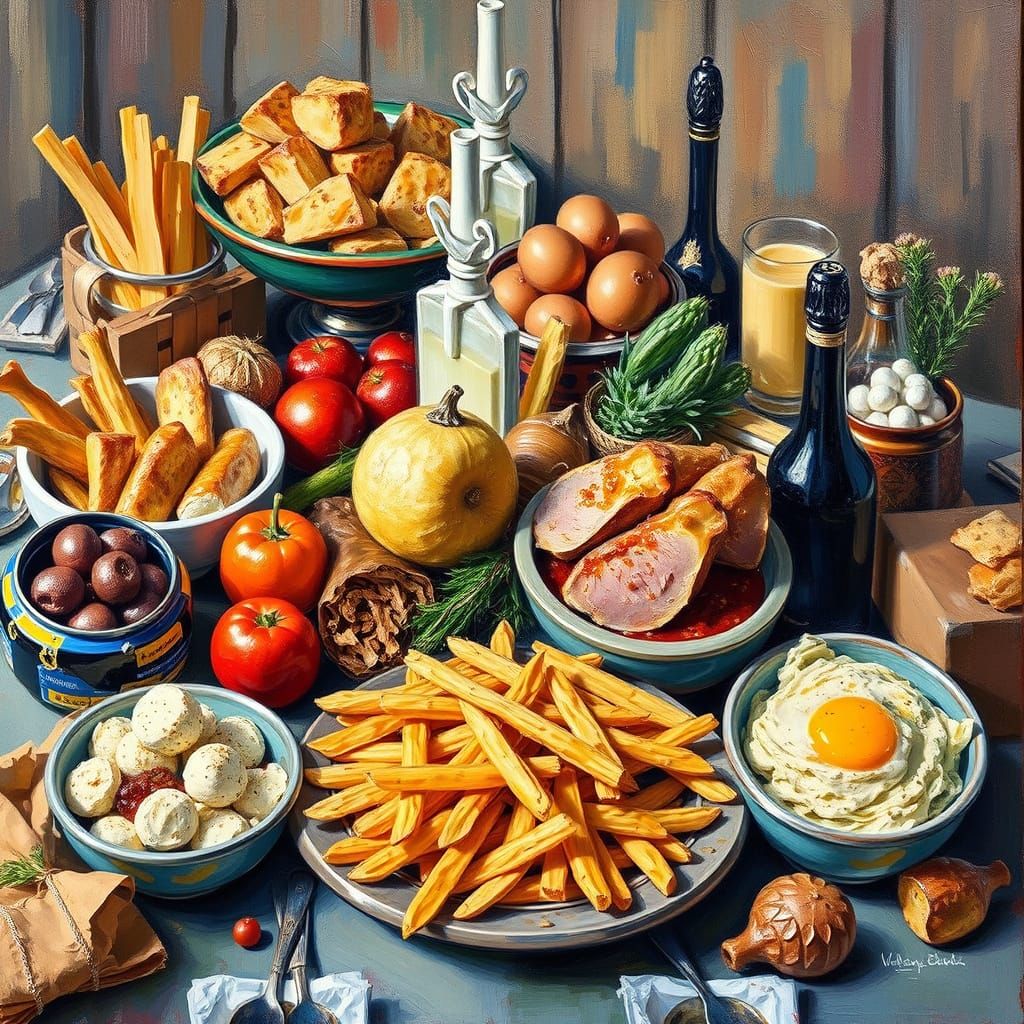 Vibrant Impressionistic Food Collage