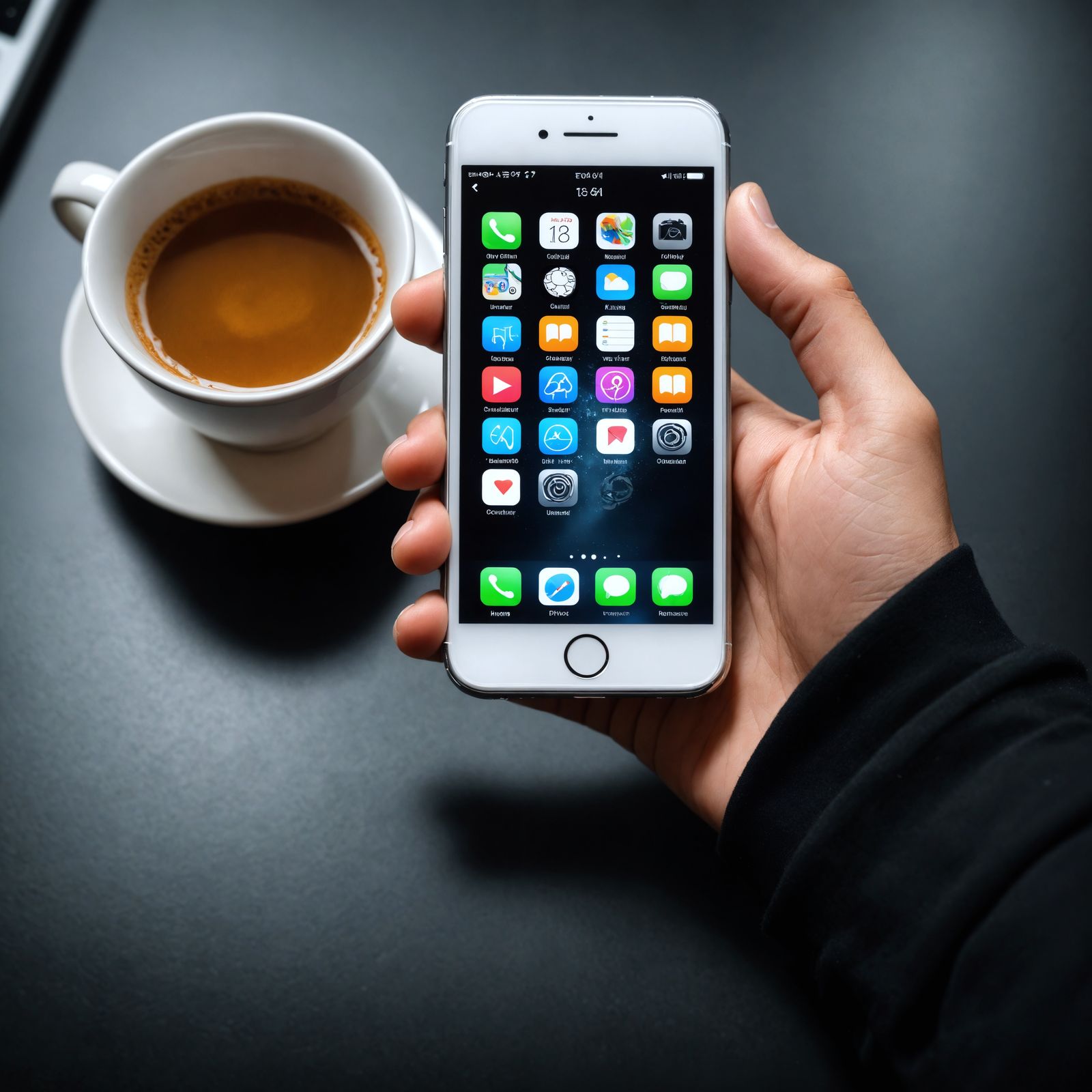 Hyperrealistic Person Holding a Smartphone in HDR