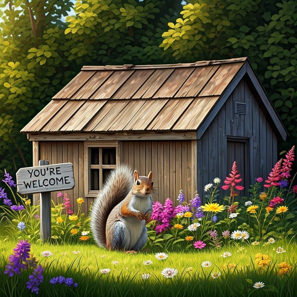Squirrel Welcomes You in Vibrant, Classic Art Style