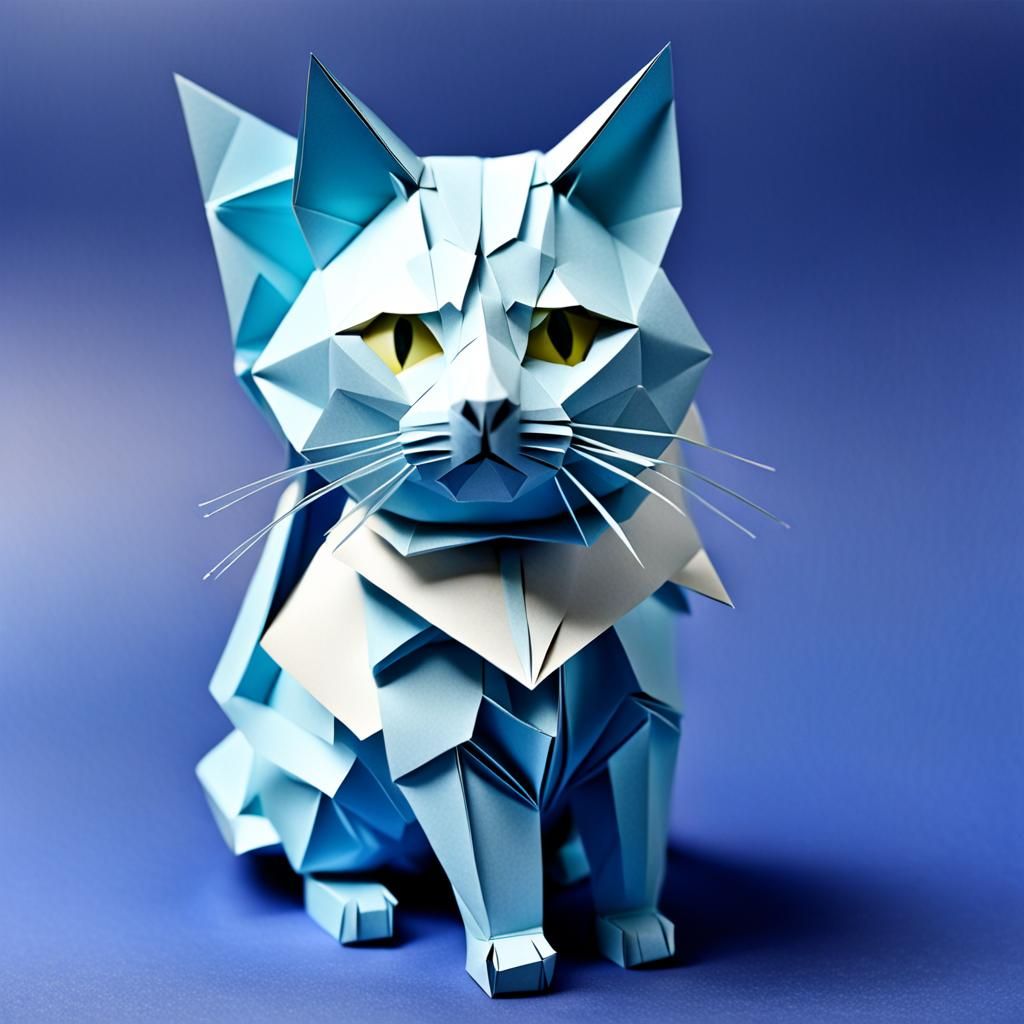 Origami Cat: Minimalist Paper Folding Art