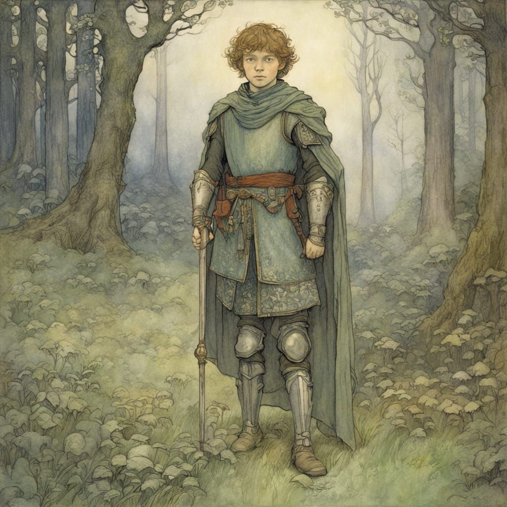 Enchanted Noble Boy in Misty Glade