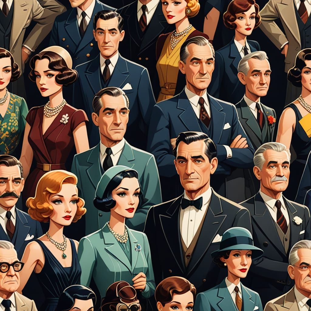 Art deco inspired cartoon characters