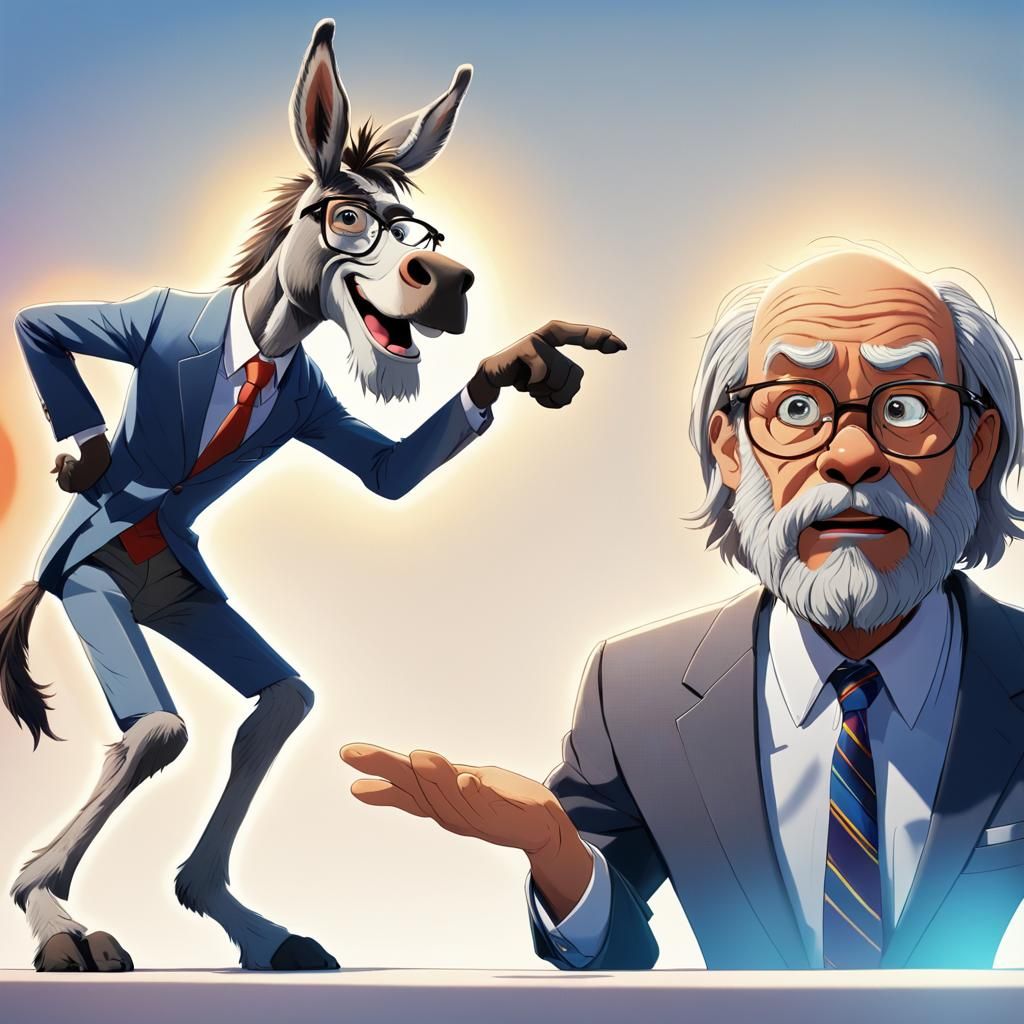 Socrates Debates a Donkey in Anime Style