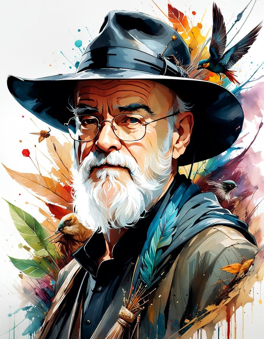Watercolor Portrait of Terry Pratchett
