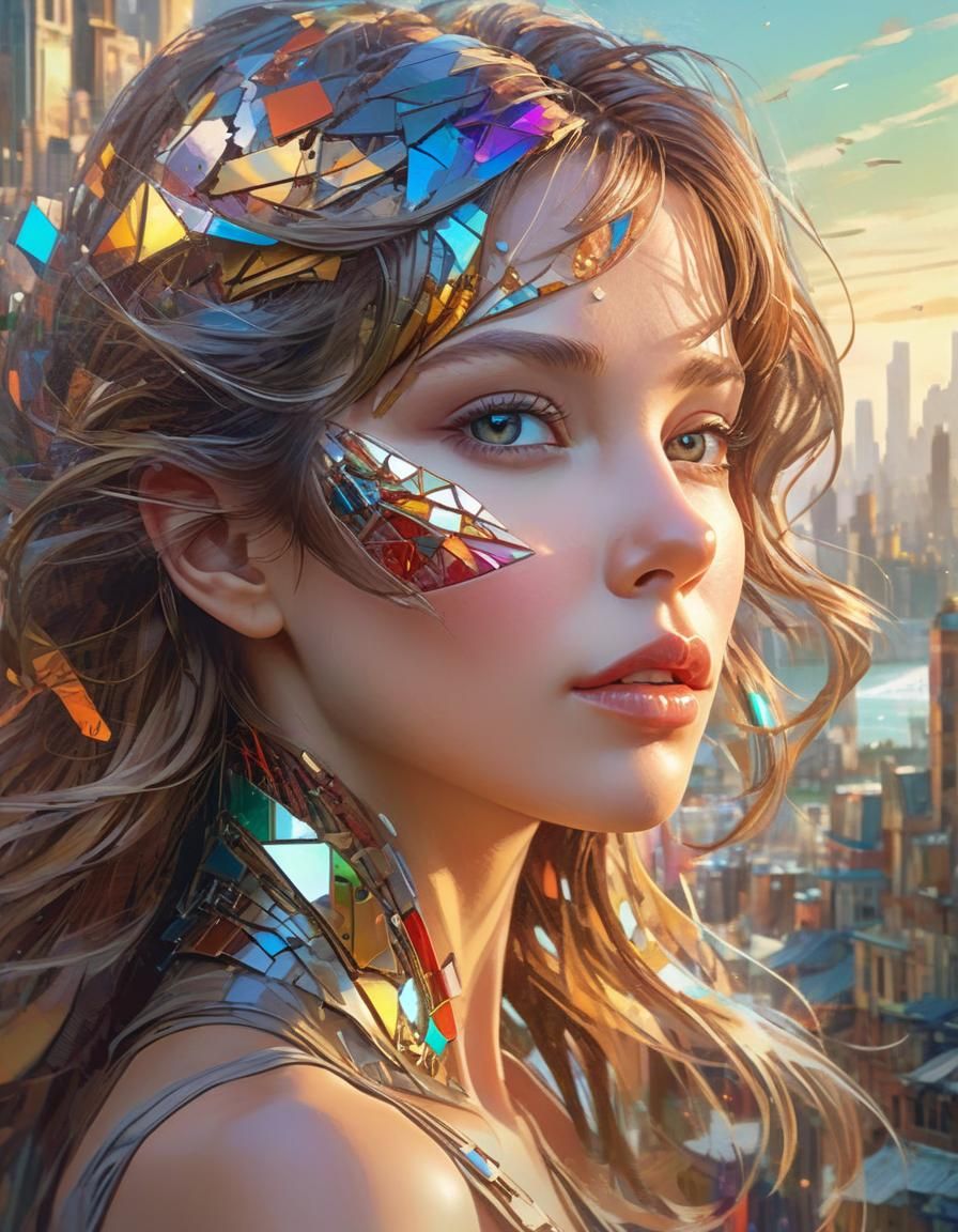 Colorful Landscape Woman: Detailed 4K Portrait