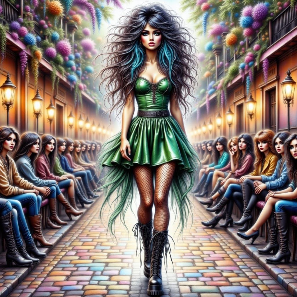 Edgy Boho Fashion Model Struts Down Catwalk