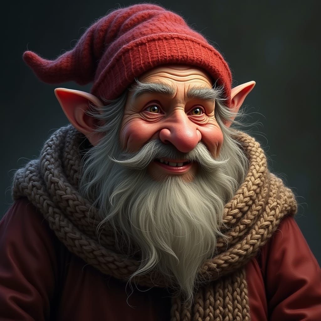 Grizzled Gnome Mendicant Portrait in Detailed Digital Art