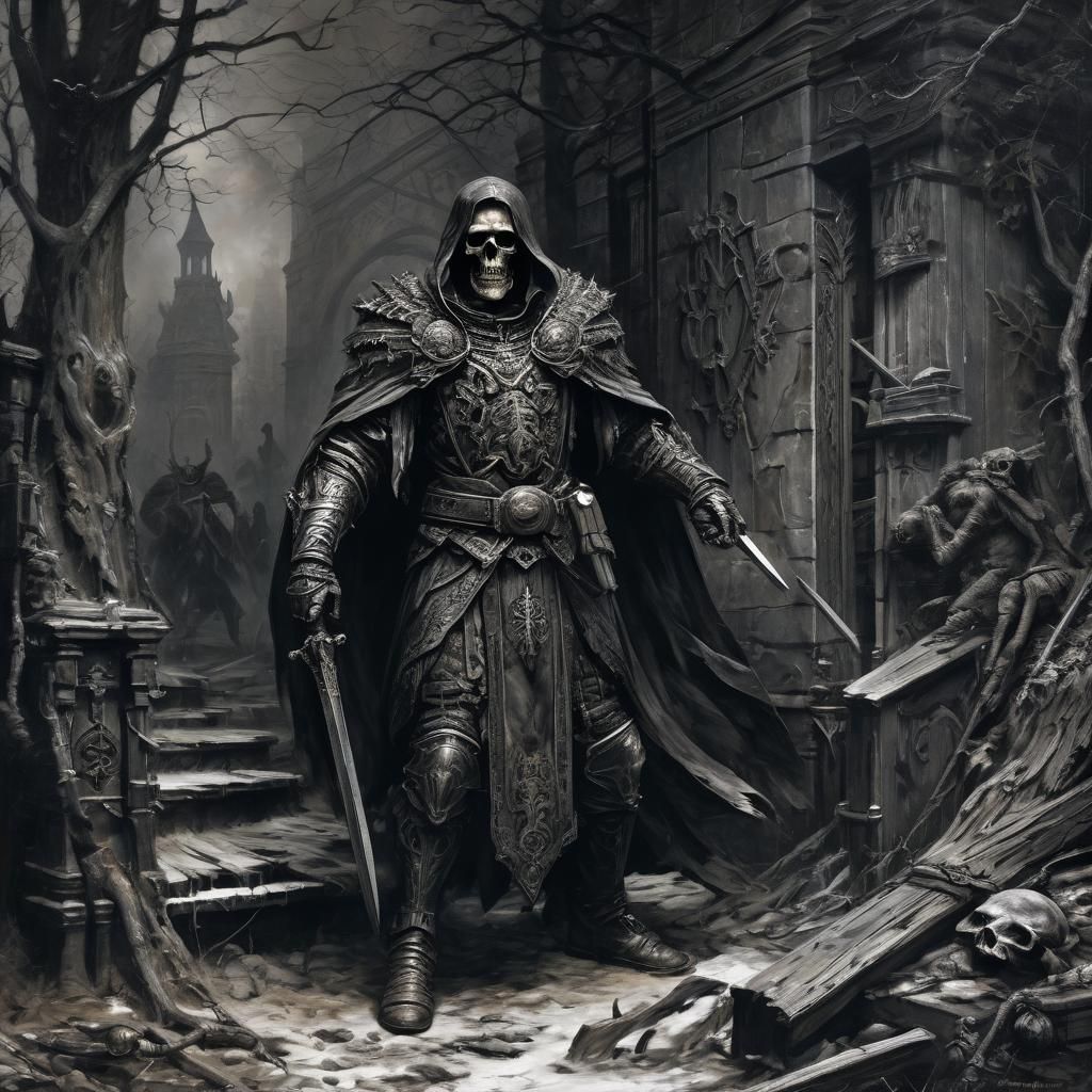 Grimdark Scene in Historical Painting Style