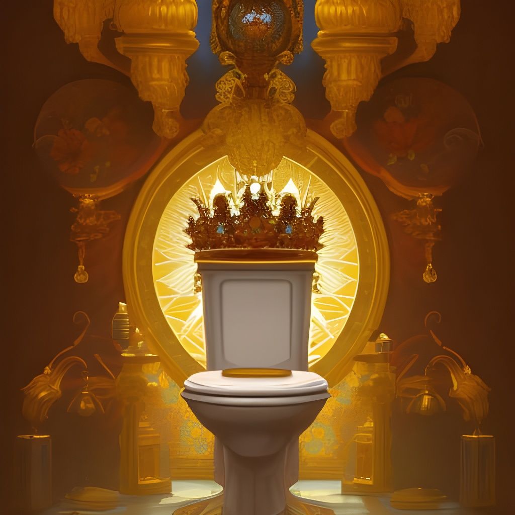 Royal Crown on Toilet in Palatial Setting