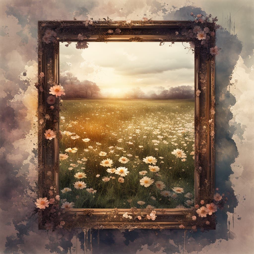 Duality: Flowers and Wasteland in Digital Watercolor