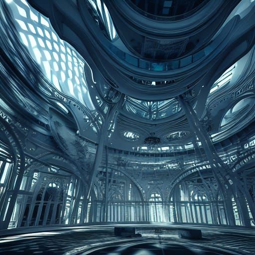 Futuristic Gothic City Inside a Glass Dome